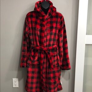 Red & Black Plaid Hooded Robe | Women’s XS–S / Teen L–XL